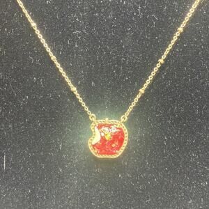 Kendra Scott Disney Snow White Bitten Apple Necklace Antique Gold Red Opal 16"